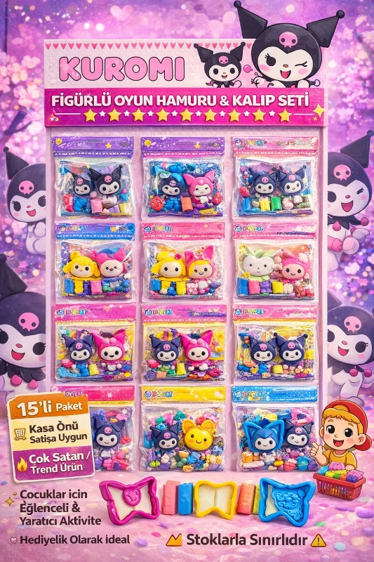 KUROMİLİ OYUN HAMURU VE KALIBI SET / 15Lİ KARTELA